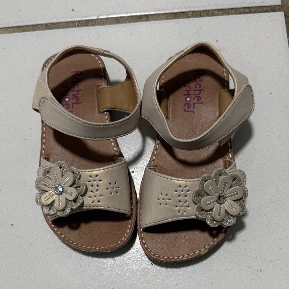 Rachel Shoes Kids Sandals - Tan with Floral Accent